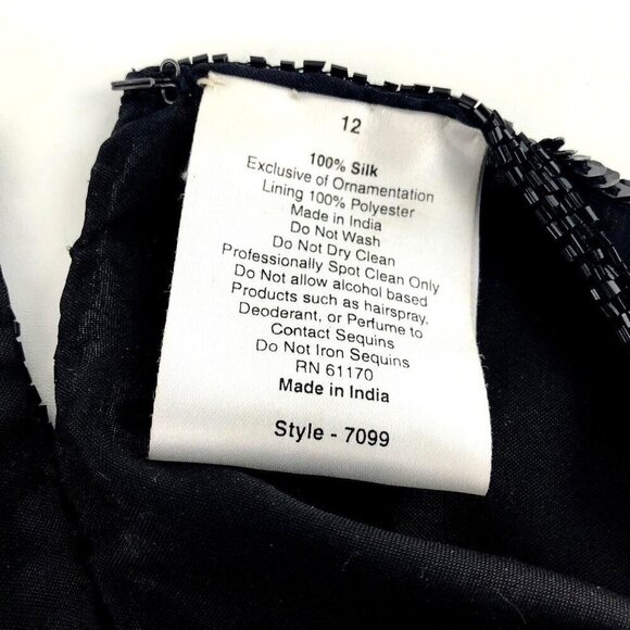 Vtg Jean For Joseph Le Bon Black Sequin Beaded Silk Blouse Sz 12 Party Cocktail - Picture 5 of 12